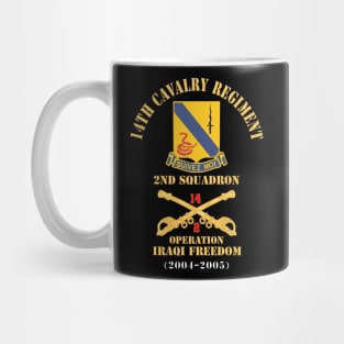 Army - 14th Cavalry Regiment w Cav Br - 2nd Squadron - Operation Iraqi Freedom - 2004 - 2005 - Red Txt X 300 Mug